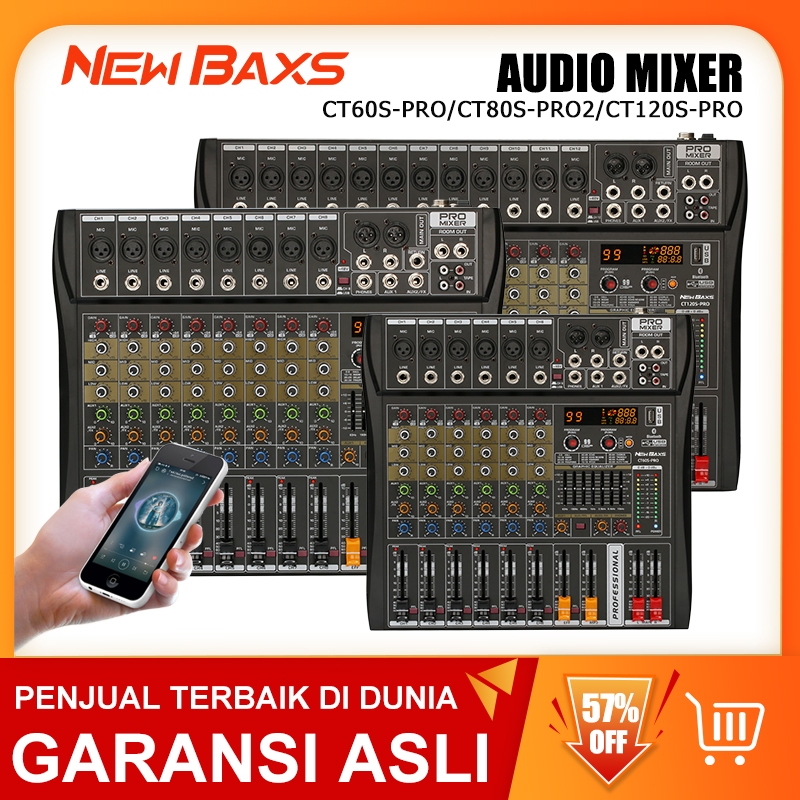 NEW BAXS Pengaduk Audio Profesional CT60S-PRO/CT80S-PRO/CT120S-PRO Efek 99 DSP bawaan EQ equalizer 2