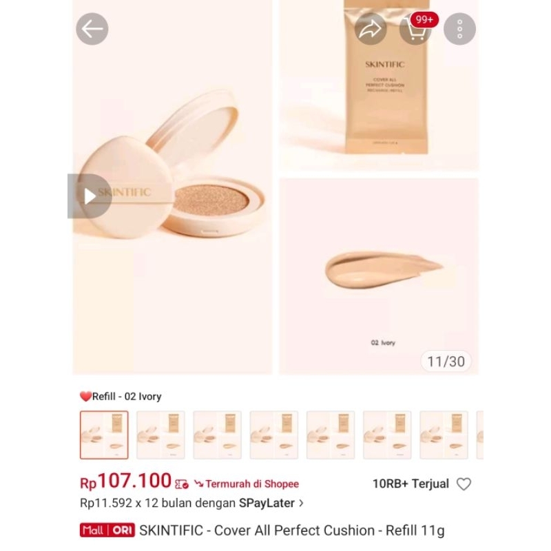 skintific cushion refill ivory