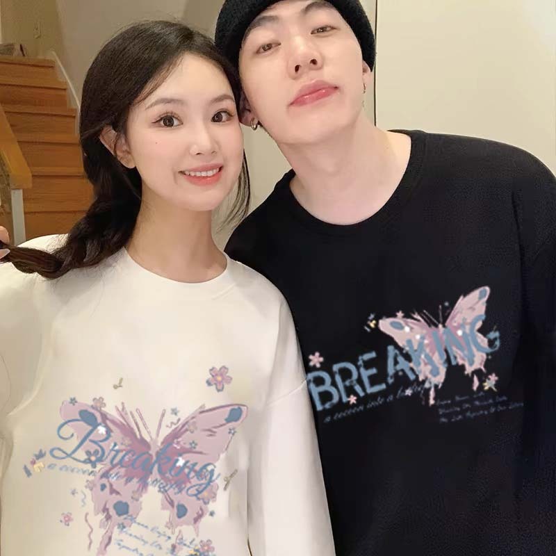 Pola kupu-kupu manis Korea|switer couple|sweater couple pasangan kekinian|switer couple pasangan