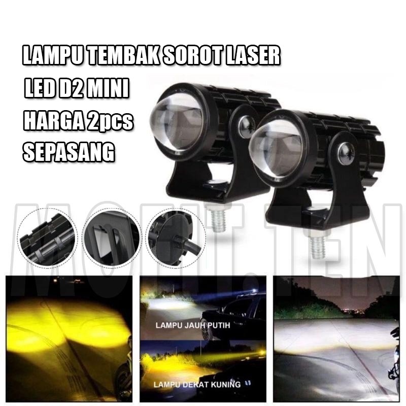 Lampu Tembak Laser Led Mini 2 Warna - Lampu Tembak Sorot Foglamp Mini D2 Laser Gun Universal