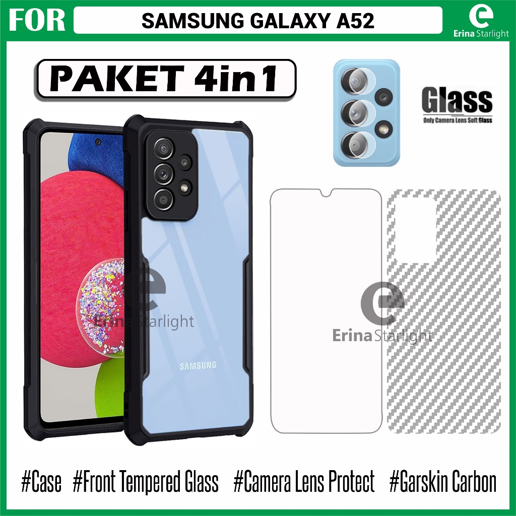 Paket Lengkap 4in1 Case Samsung Galaxy A52 A52s 5G A52 5G A50 A72 Case Fusion Anti Gores + Garskin 3