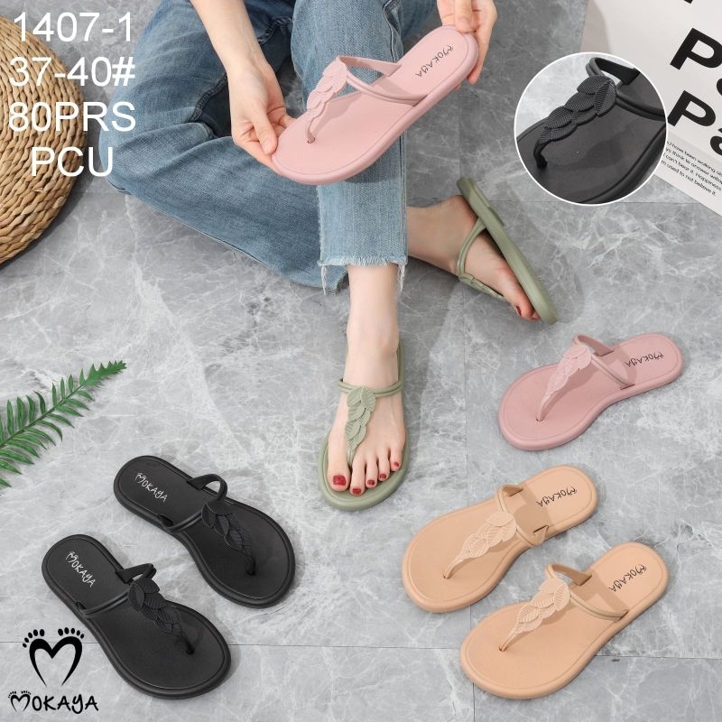 MOKAYA SANDAL JEPIT MOTIF DAUN SANDAL JEPIT WANITA LUCU DAN KEREN