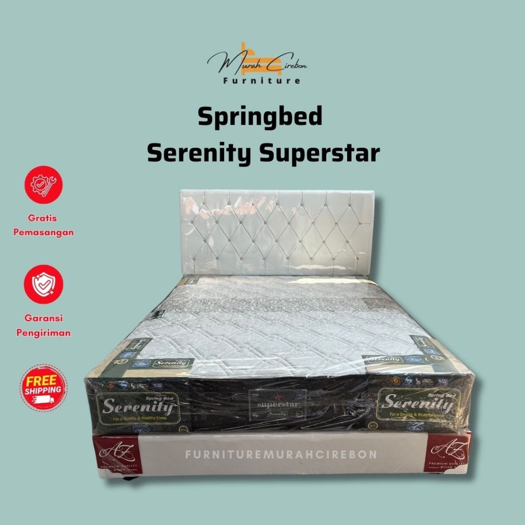 Springbed Elite Serenity Superstar Tebal 26cm - Set Dipan Kasur Spring Bed Elit - Satu Set Tempat Ti