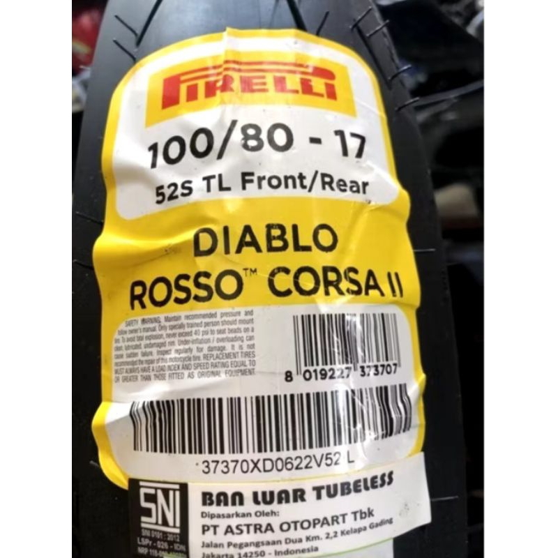 Ban Pirelli diablo Rosso Corsa II 2 Ukuran 100/80 Produksi 2024 52S Ban Road Race ban Balap Ring 17 