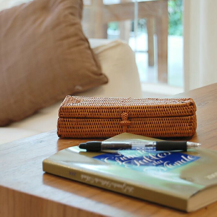 Kecenthok tempat pensil pena anyam ata rotan bali a rectangular pencil case woven basket incense cut
