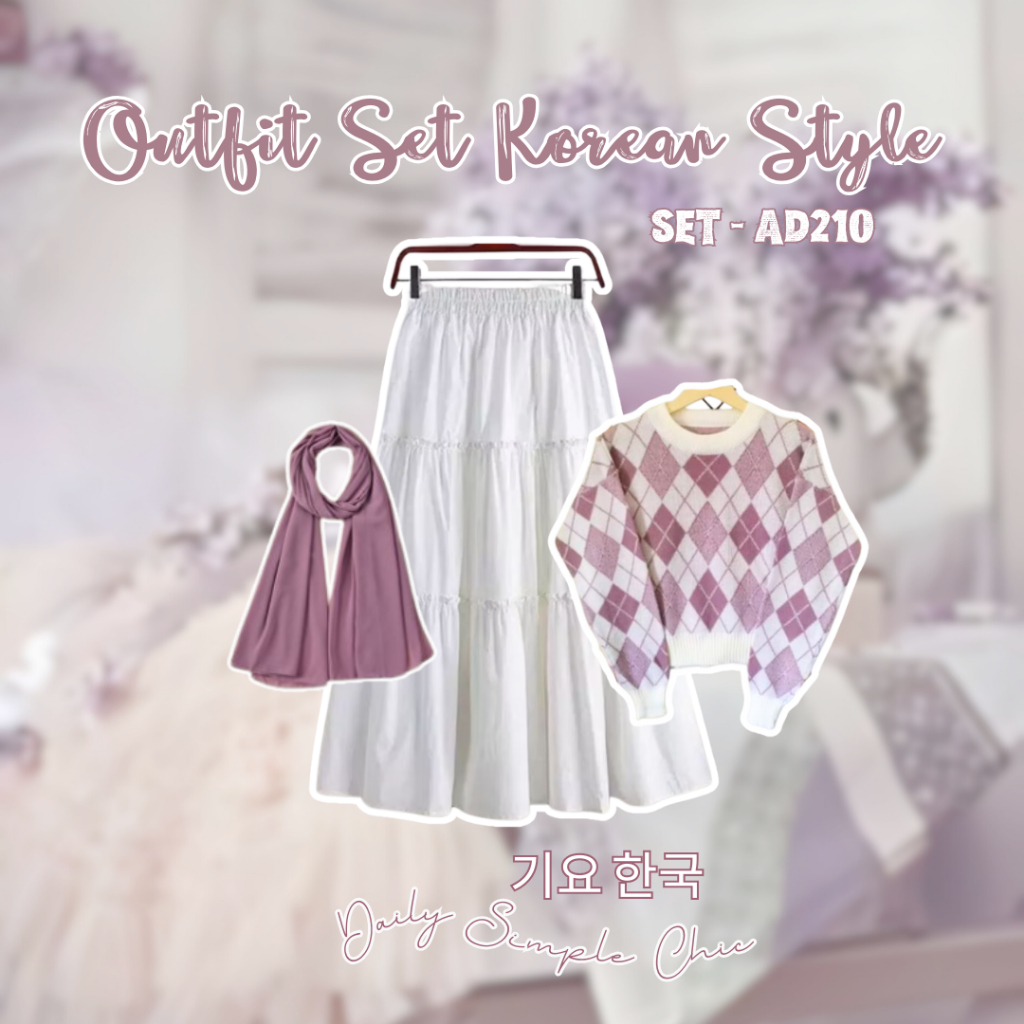 Setelan OOTD Hijab Wanita Kekinian Korean Style Outfit Remaja Terbaru Ala Korean Buat Nonton Kuliah 