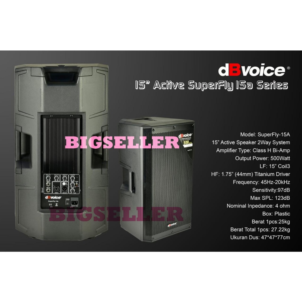 dBVoice SuperFly-15a Speaker Aktif 15 Inch Hitam Portable