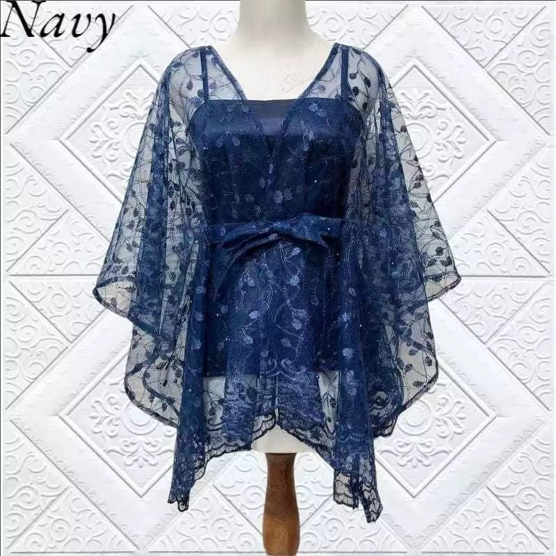 PROMO BISA COD CARDIGAN TILE TALI OUTER BROKAT KONDANGAN OUTER PESTA OUTER KEBAYA WARNA LILAC HITAM 