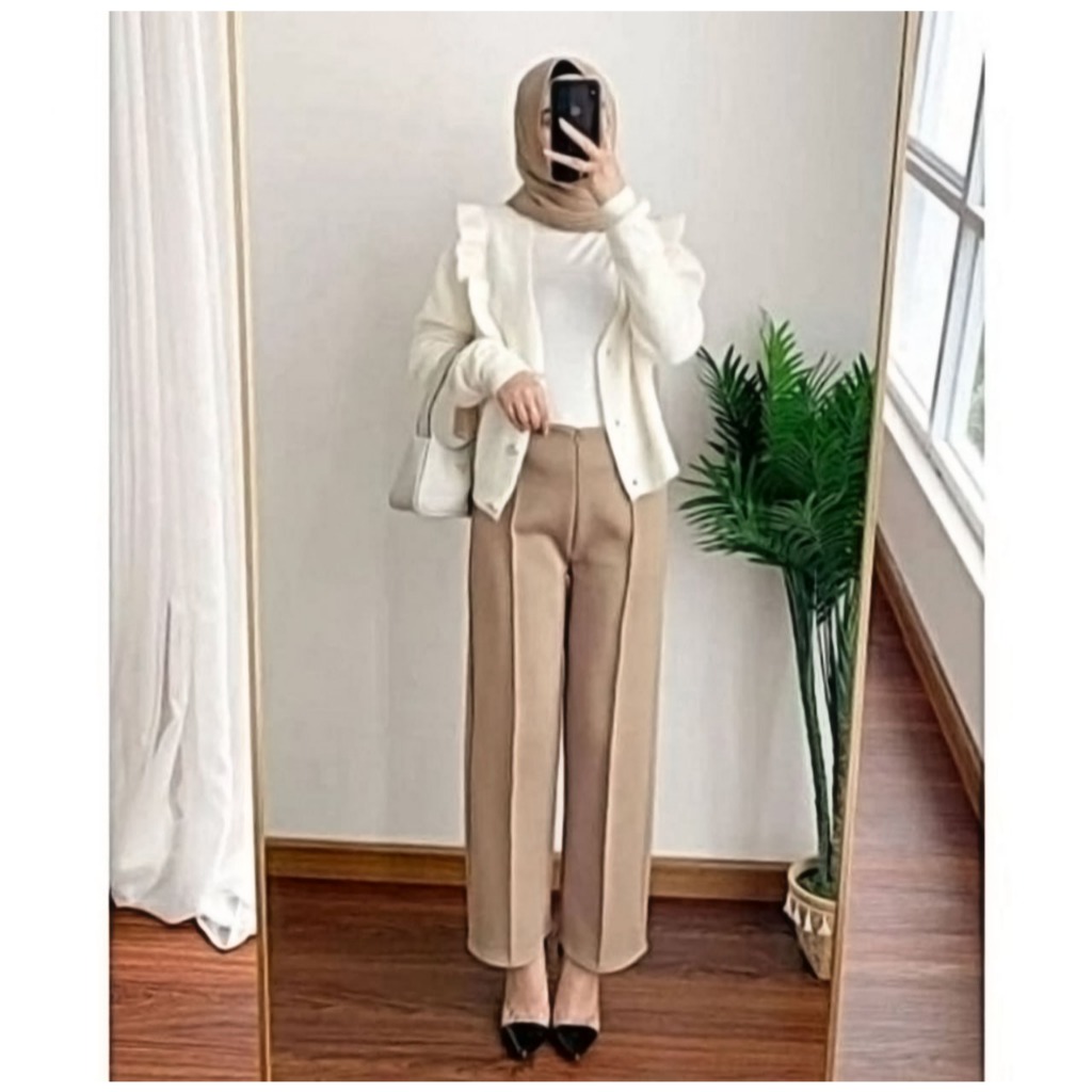 Celana Kulot Wanita - Kulot Scuba Premium Haighwaist Tebal Jumbo