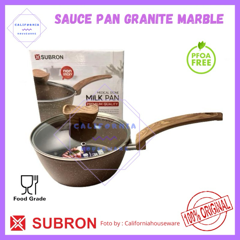 SUBRON Sauce Pan 18cm Granite Marble / Milk Pan 18cm + Tutup Granite Marble