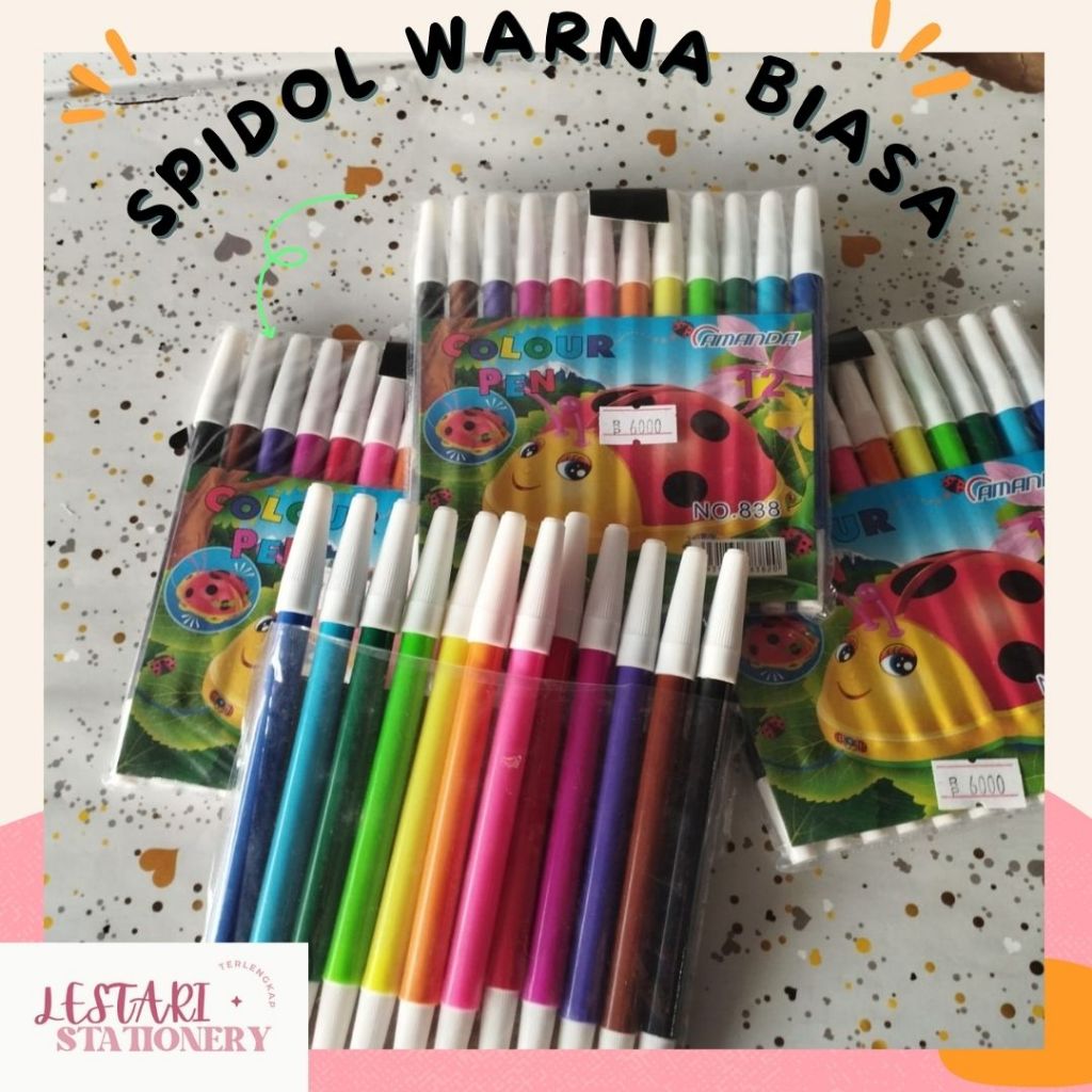 

Spidol Warna Biasa Kecil | Watercolor Pen | cat air Spidol 12 warna | Lestari Stationery