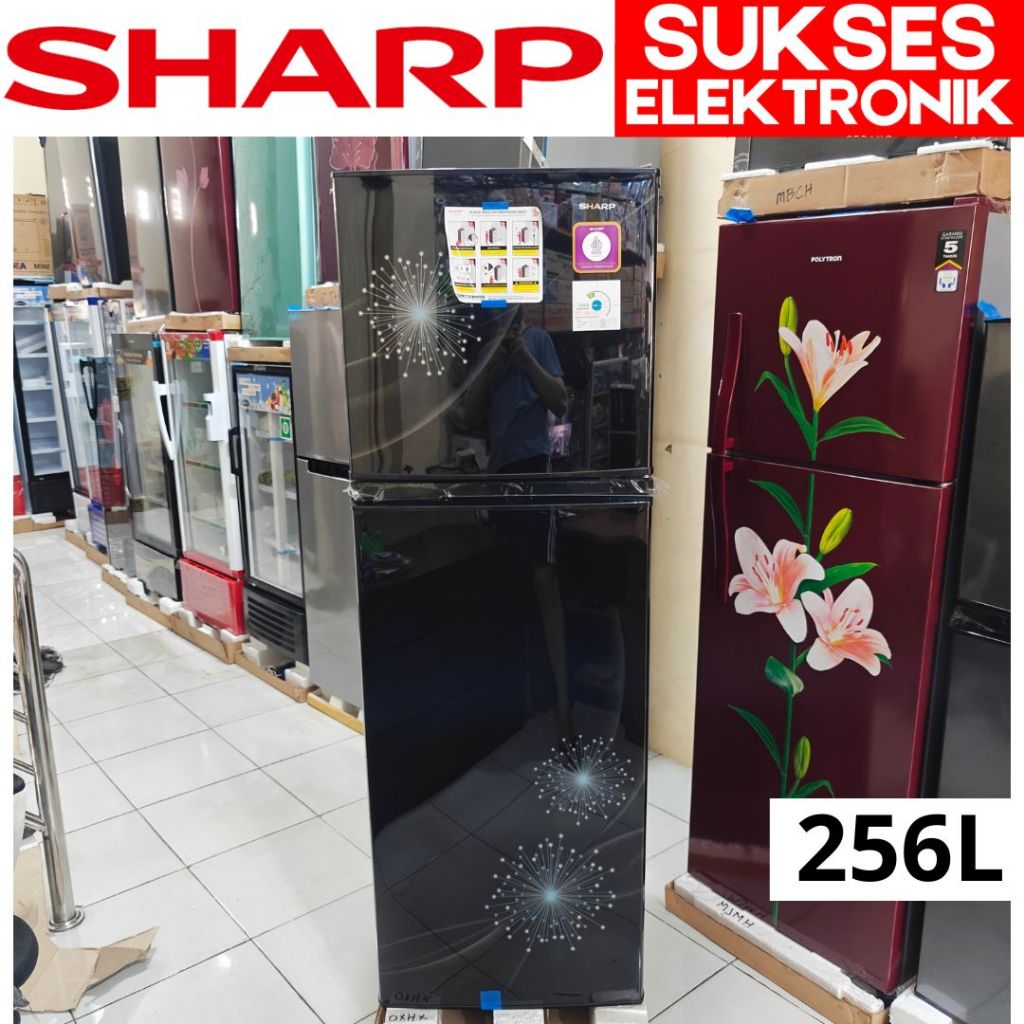 KULKAS 2 PINTU SHARP JUMBO SJ-317MG LEMARI ES 317 MG HITAM TINGGI