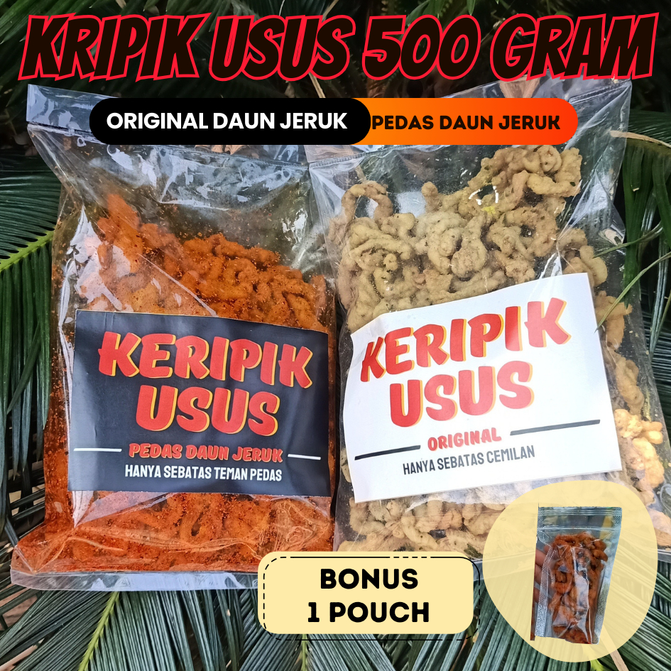 

Keripik usus crispy 500 gram BONUS 1 POUCH