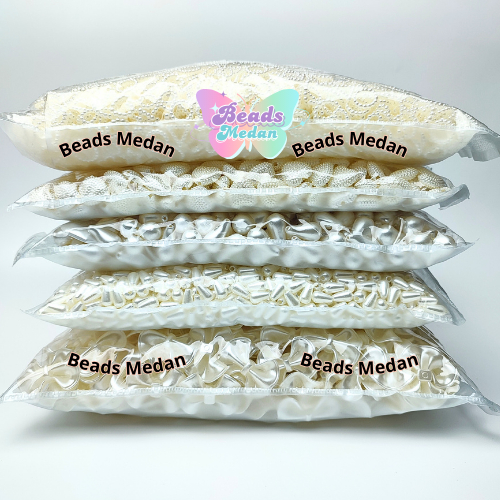 (Pon) Mote Efek Mutiara / Mote Meronce Cream / Manik Meronce