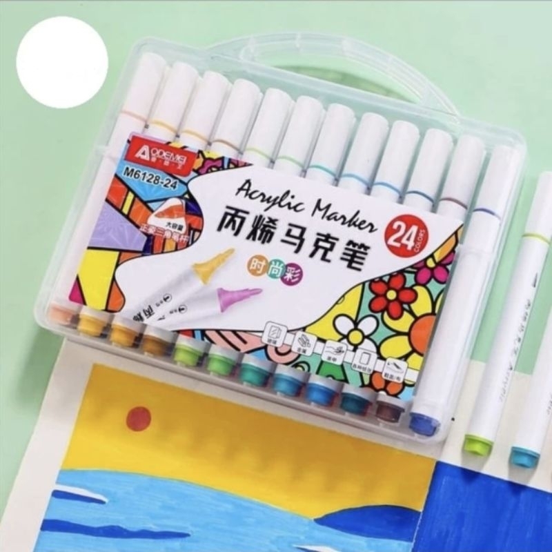 

ODEMEI ACRYLIC MARKER SET SPIDOL AKRILIK 24 WARNA M6128-24
