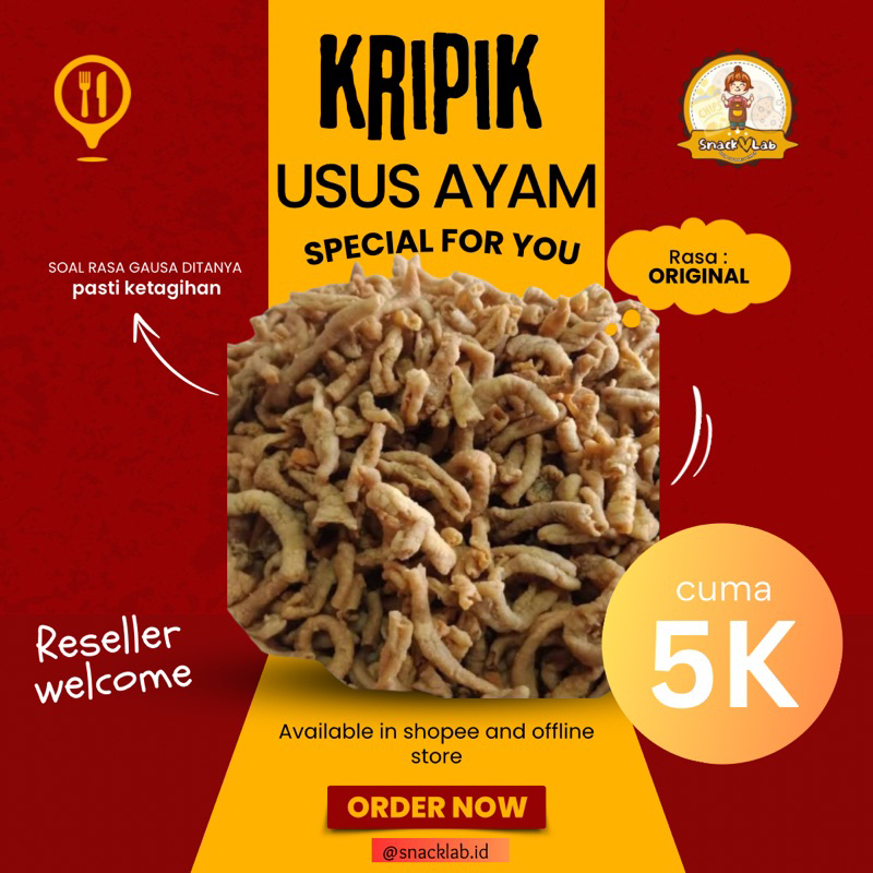 

Keripik Usus Ayam Original Krispy Asin Gurih Renyah 70gr