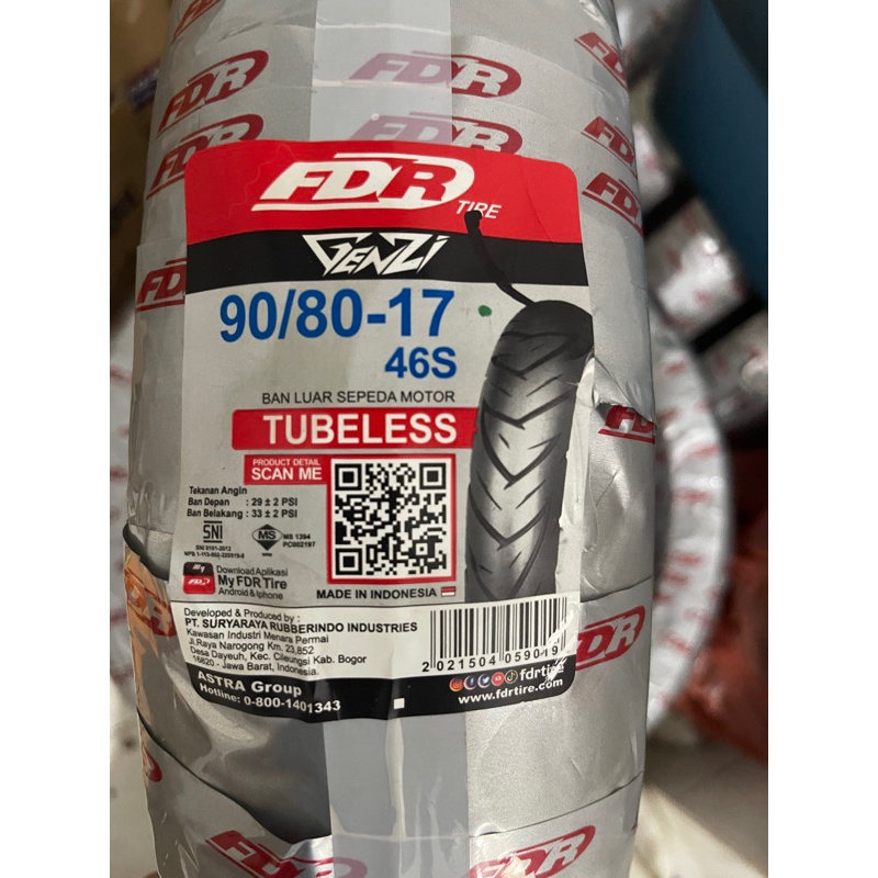 Ban Luar FDR Genzi 90/80-17 Tubeless