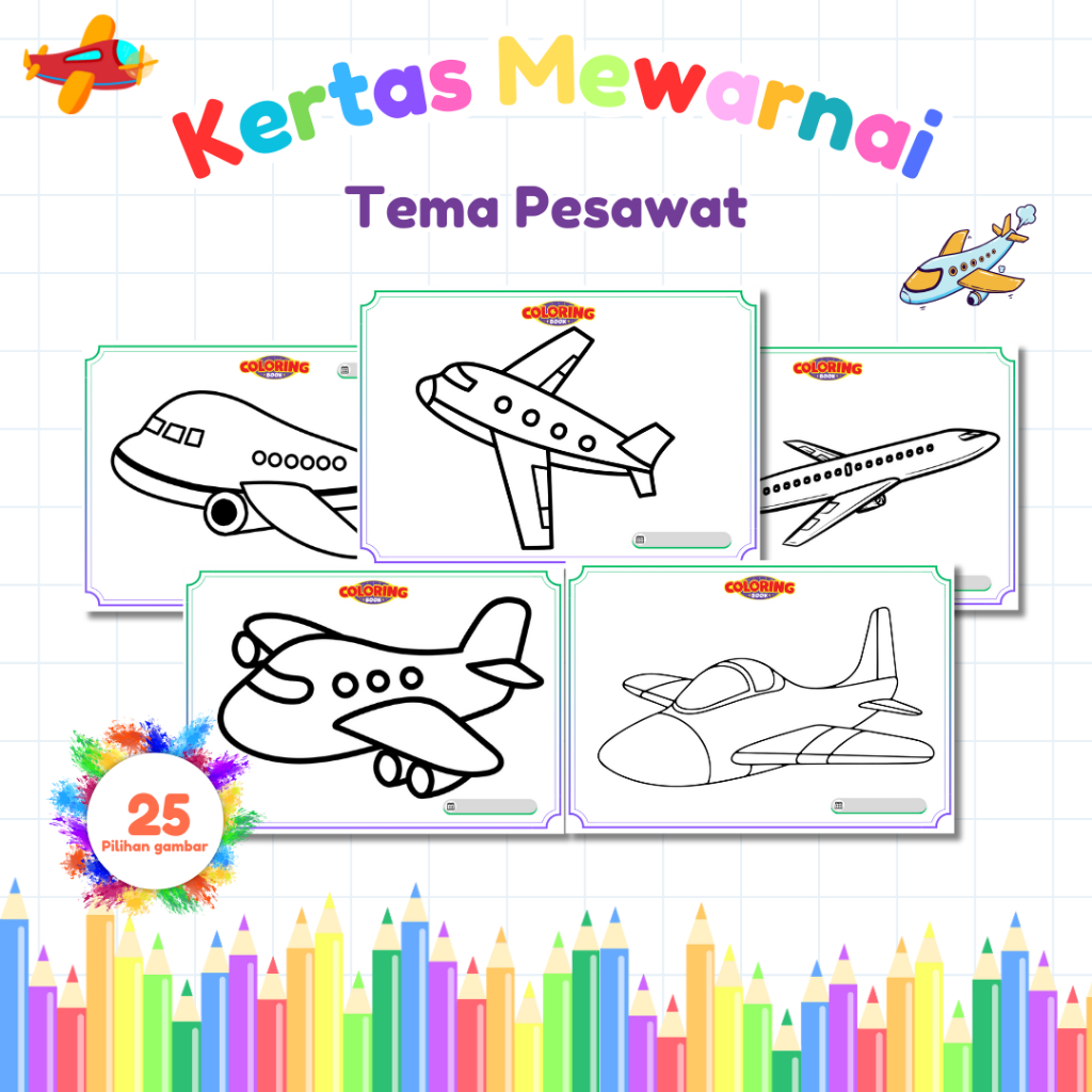 

KERTAS MEWARNAI PESAWAT / AIRPLANE COLORING BOOK / KERTAS GAMBAR / PESAWAT / KERTAS MEWARNAI ANAK PAUD TK SD A5