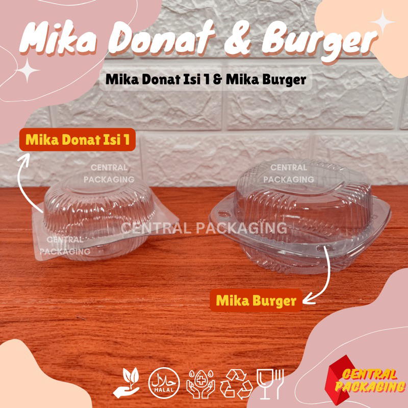 Mika Burger Lux H-01 & Mika Donat Isi 1 / Mika Donat Single / Mika Donut / Mika Kue Bulat / Tempat K
