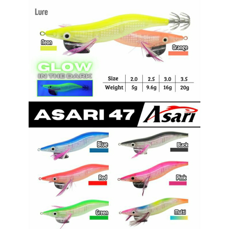 Umpan Cumi Asari 47refect Egi jig Singking Rate