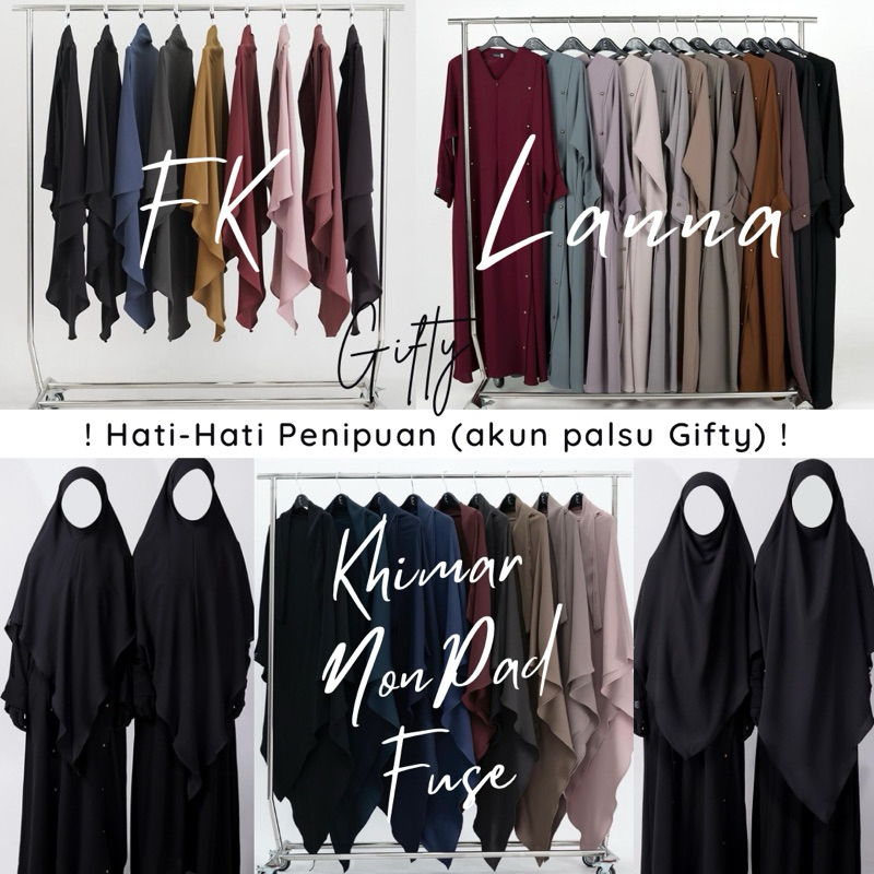 Lanna Dress Abaya Aljenna FK Fuse Khimar Nonpad Mazen Almahya anti UV ❌Shopee Pay Later❌ Jetblack Pr