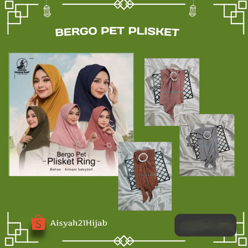 Aisyah21Hijab | Bergo Pet Plisket + Ring BY UMAMA  | Hijab Instan
