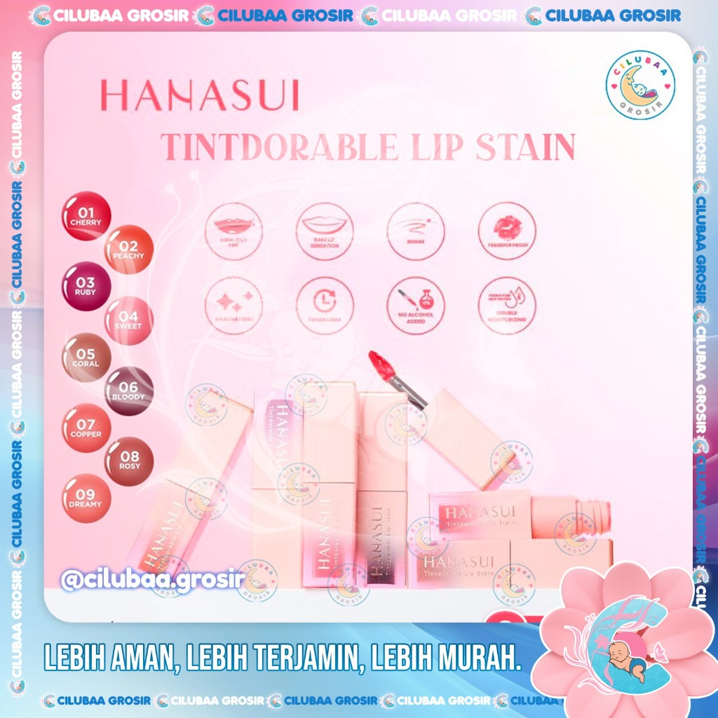 HANASUI Tintdorable Lip Stain || Lip Tint || Liptint lipstick kosmetik bibir aqua jelly tint transfe