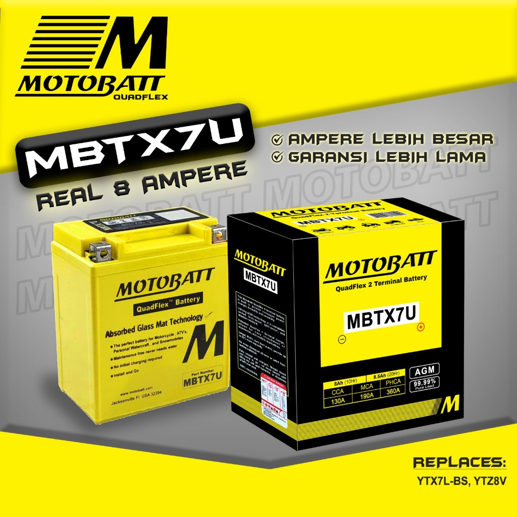 AKI MOTOBATT QUADFLEX MBTX7U KAWASAKI W175 / KLX 150 / KLX 250 - 12V8AH ORIGINAL