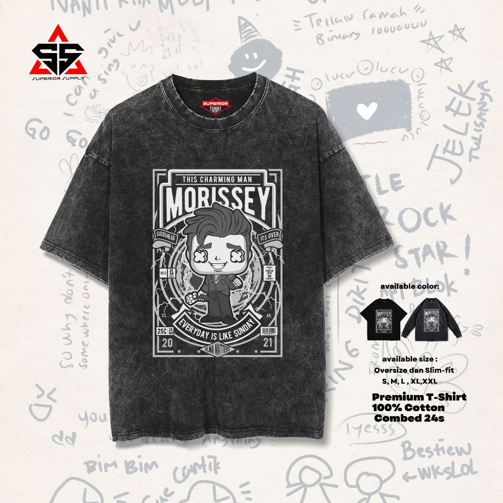 SUPERIOR Kaos Kartun Morissey washed tshirt Oversized Stonewash slimfit MRSY-1