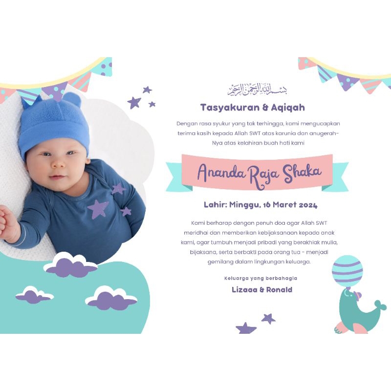 STIKER AQIQAH | KARTU BINGKISAN AQIQAH | UCAPAN AQIQAH