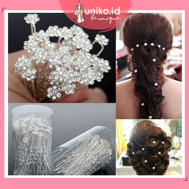 UNIKO.ID 1PCS HAIRPIN HIASAN RAMBUT PENGANTIN WARNA SILVER