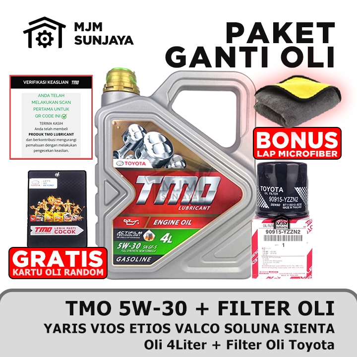 [GRATIS FILTER OLI] PAKET Ganti Oli Mesin TMO HIJAU SAE 5W-30 4 Liter TOYOTA Yaris Vios Limo Sienta 