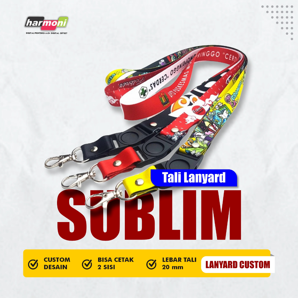 

Lanyard Sublim Tali Id Card Custom - Full Color Cetak 2 sisi