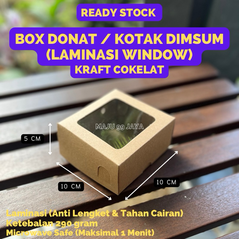 

Box Donat isi 1 Box Dimsum Ukuran 10x10x5 cm Kraft Laminasi Window Ketebalan 290 gsm | Kotak Dimsum - Dus Takoyaki - Box Cookies - Kotak Donat