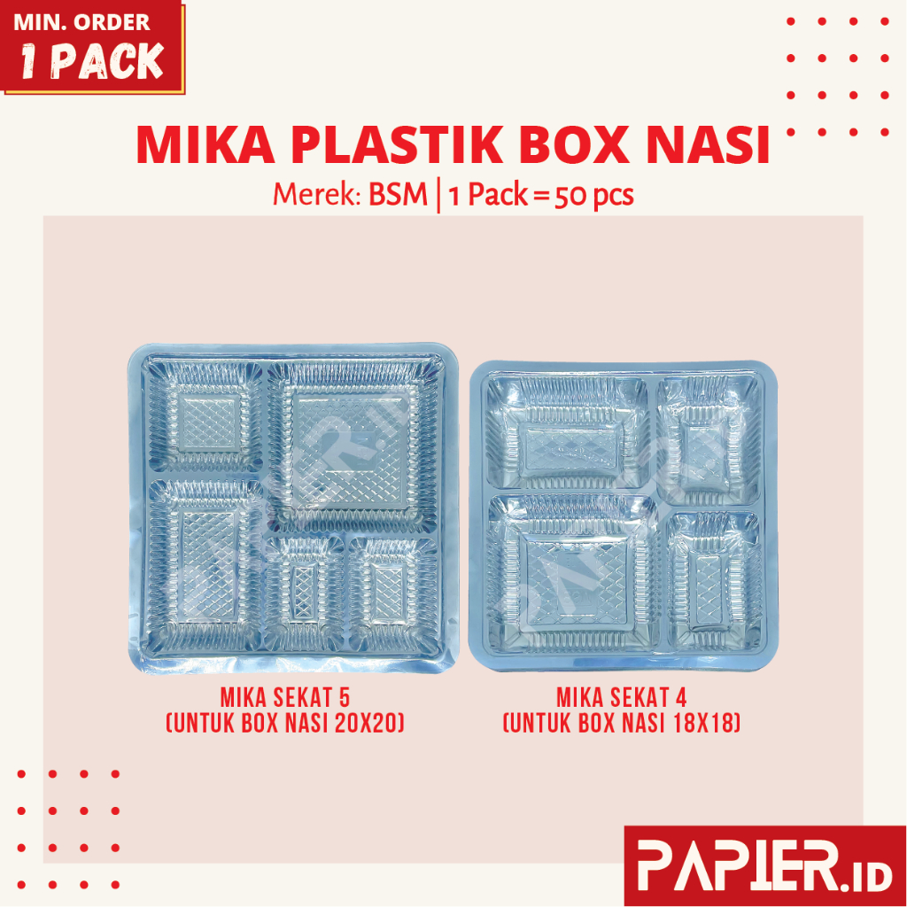 (isi 50pcs) Mika Plastik Box Nasi Catering Take Away / Kotak 20 Sekat 5 / Kotak 18 Sekat 4