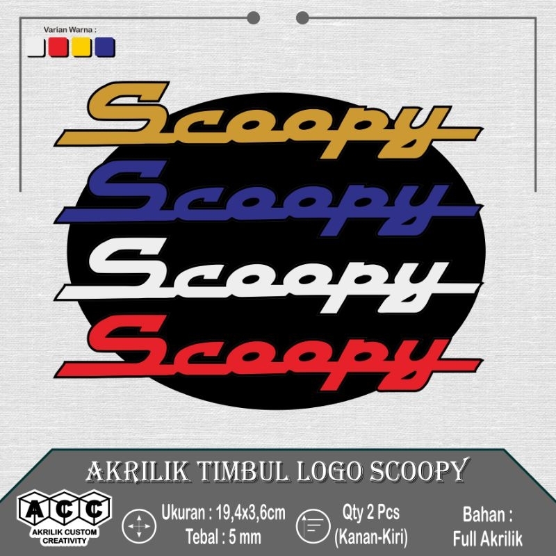 

AKRILIK LIMBUL LOGO BODY MOTOR SCOOPY, 2pcs (sepasang)