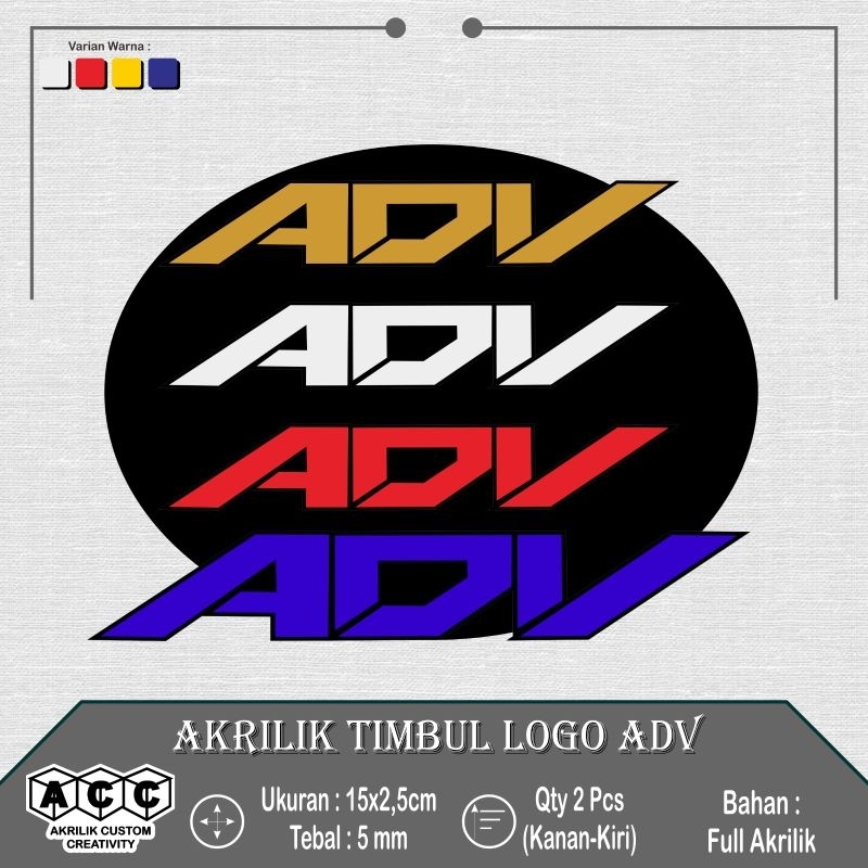 

AKRILIK TIMBUL LOGO BODY MOTOR ADV belakang pakai perekat, 2pcs (sepasang)