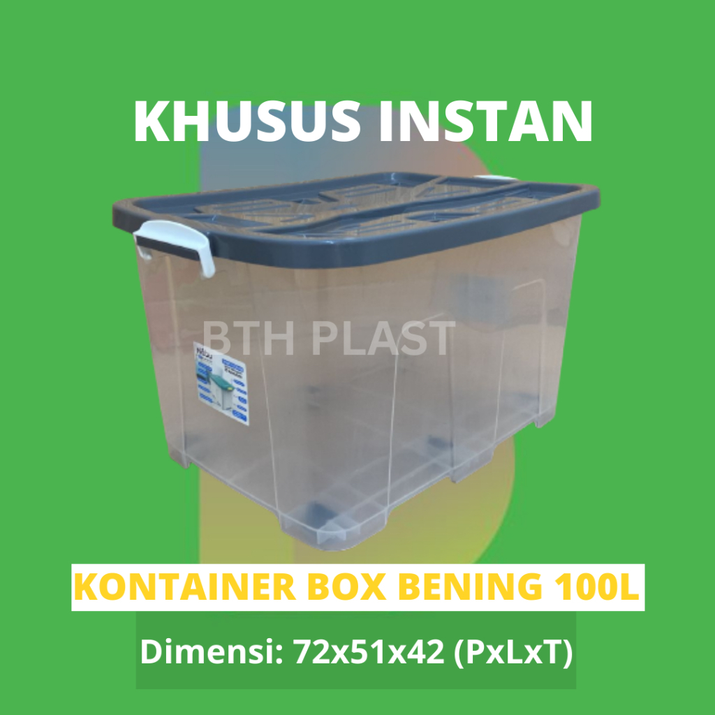 BOX CONTAINER 100 LITER BENING + RODA - Kontainer Box Besar / Box Bening Jumbo