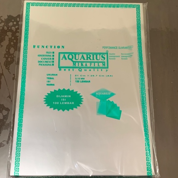 

PGTGE739 Plastik Mika Jilid Aquarius tebal 1 mm A4