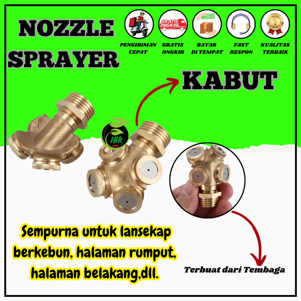 Spuyer Nozzle Sprayer Kabut Embun Kepala 4 Kuningan Untuk Rumah Walet Kandang Ayam Jamur INBEKEN