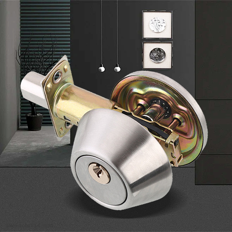 Deadbolt Kunci Tambahan Solid Perak Stainless Kunci Tambahan Pintu Kayu Rumah