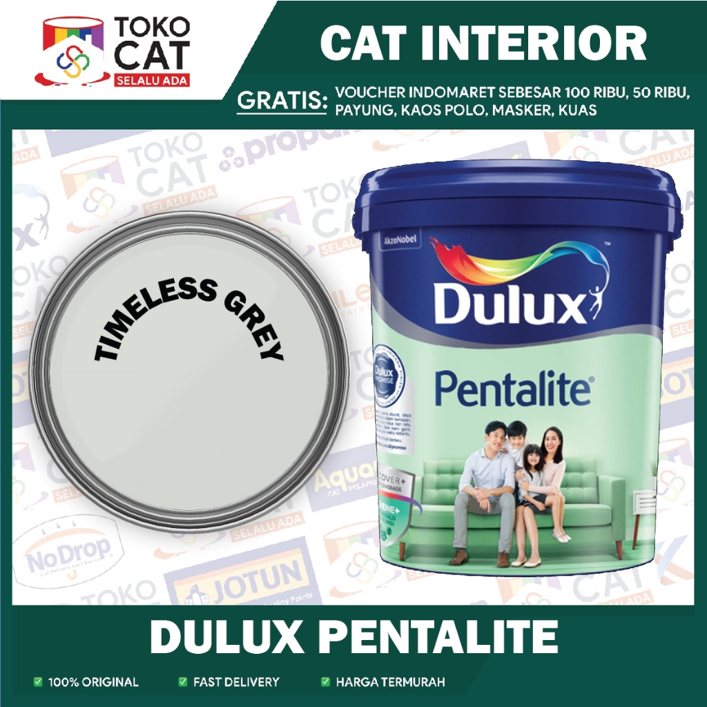 Cat Tembok Interior | Dulux Pentalite TIMELESS GREY 2,5 L | Kemasan Galon