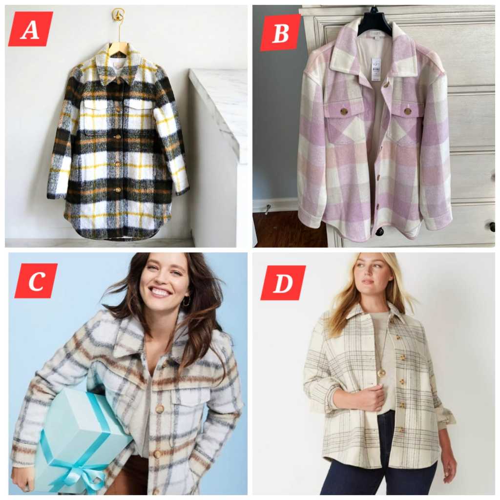 Coat Plaid Longsleeve Oversized Shacket