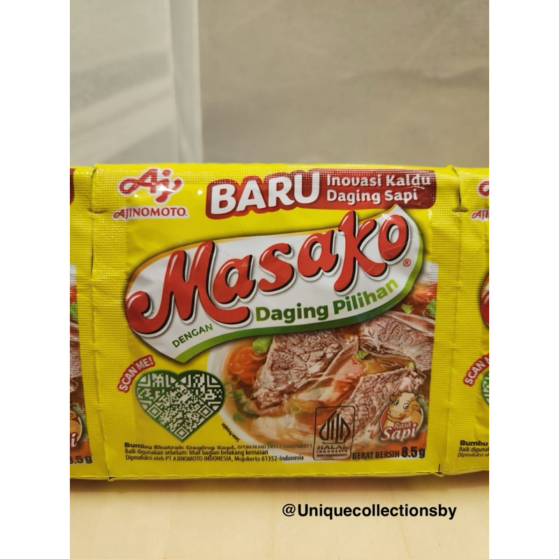 

Masako Sapi dan Ayam bumbu kaldu penyedap rasa 1 Renceng 8.5 Gram (10 Pcs)