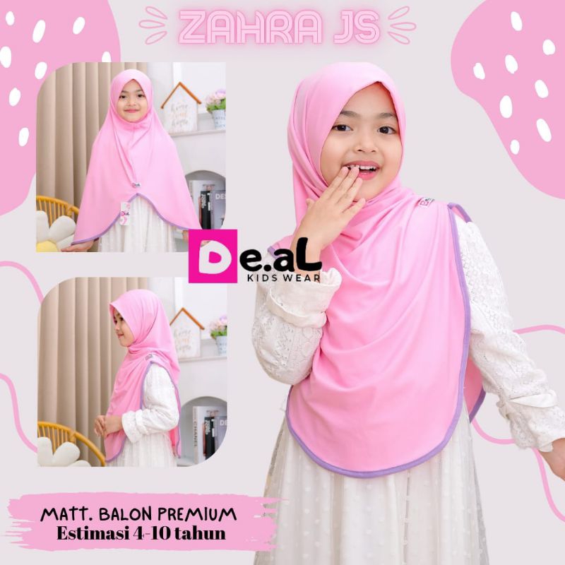 DE.AL - ZAHRA JS PASHMINA INSTAN ANAK JERSEY BALON PREMIUM BY BUNGA HIJAB