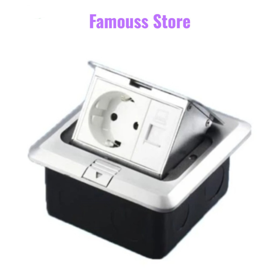 Floor Socket Lantai - Stop Kontak Tanam Listrik EU + LAN RJ45