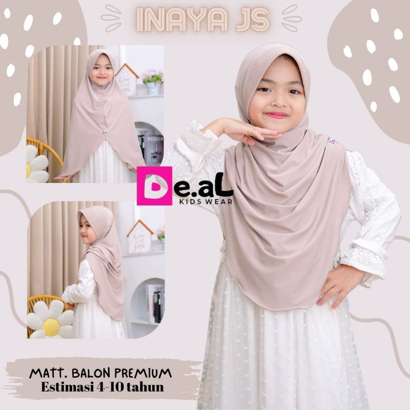 DE.AL - INAYA JS PASHMINA INSTAN PET ANAK JERSEY BALON PREMIUM BY BUNGA HIJAB