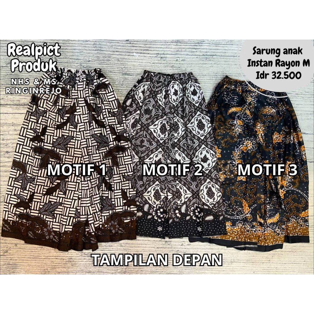 SARUNG INSTAN SIZE M ANAK BATIK RAYON / SARUNG INSTAN / SARUNG ANAK / SARUNG BATIK ANAK / SARUNG INS