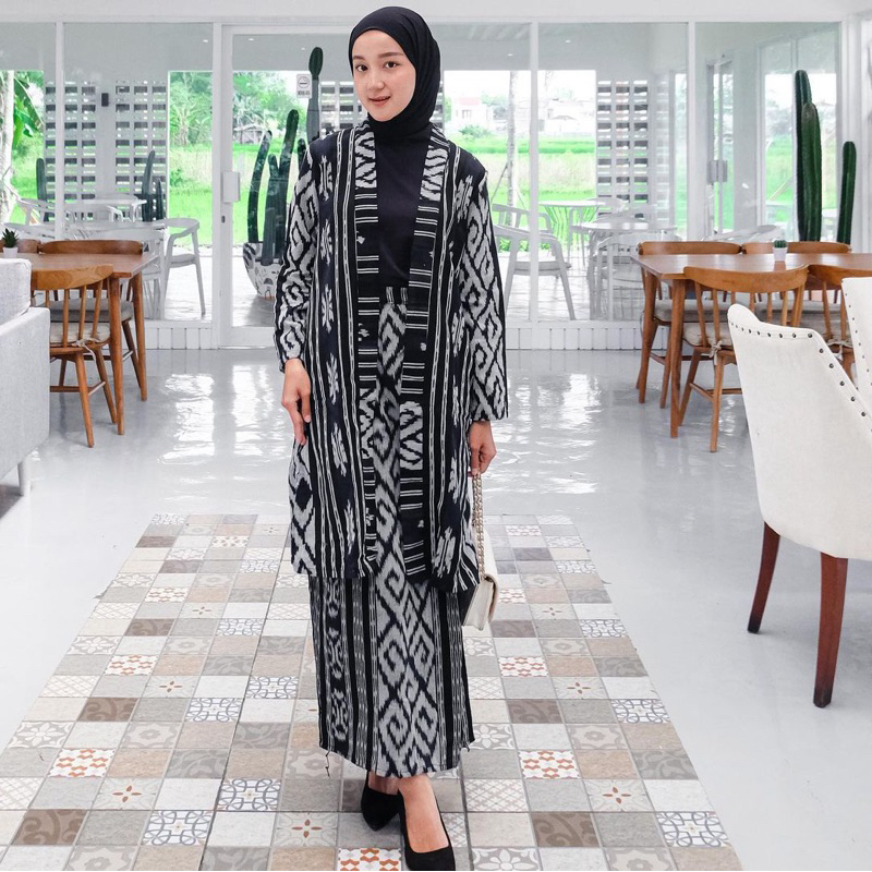 Baju Setelan Tenun Oneset Wanita Baju Tenun Outer Tenun Rok Tenun Baju Kondangan