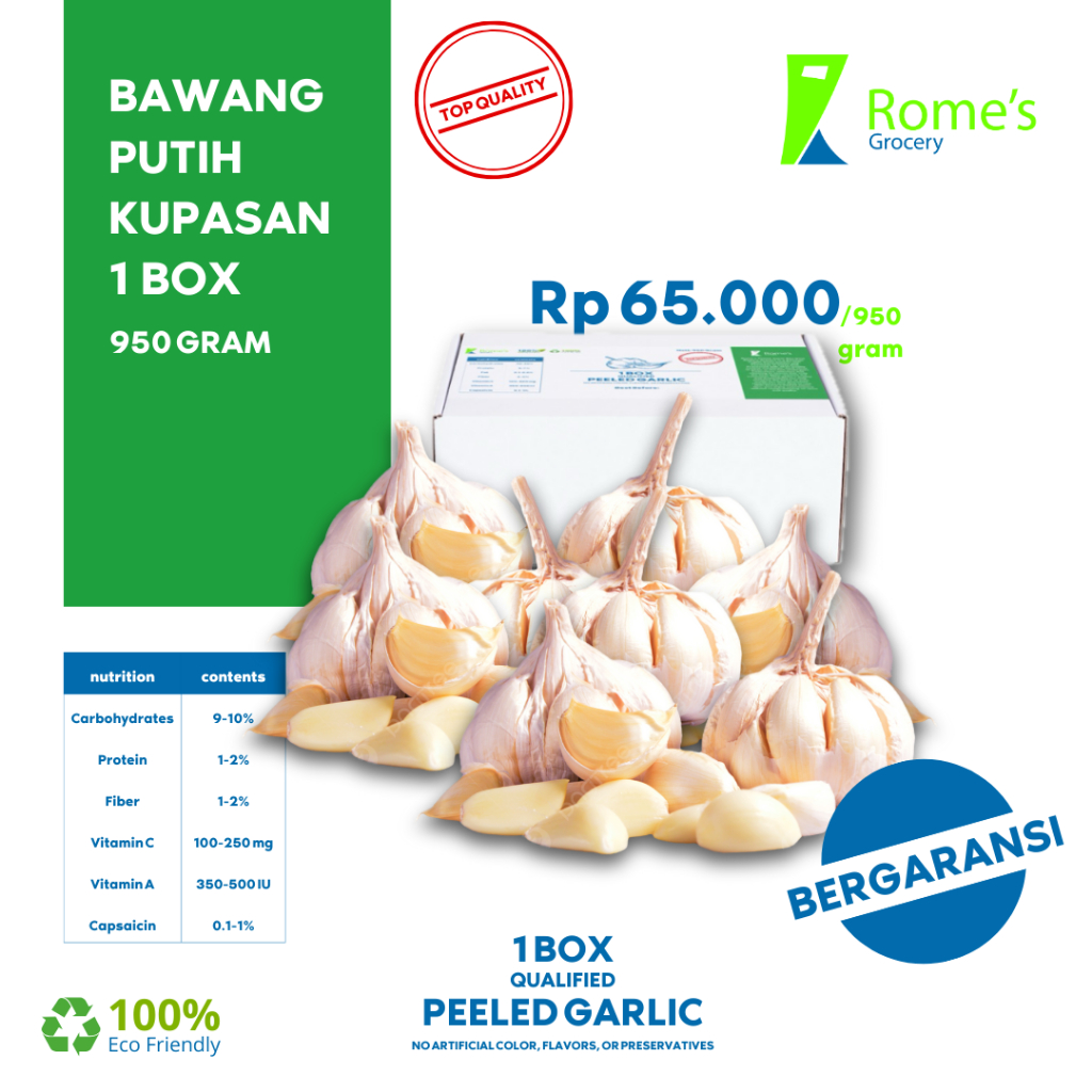 

Bawang Putih | 950 Gram | Garlic Box | Fresh&Organik | Bergaransi | Rome’s Grocery